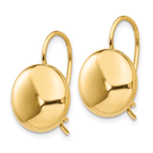 14K Yellow Gold 12mm Button Stud Earrings