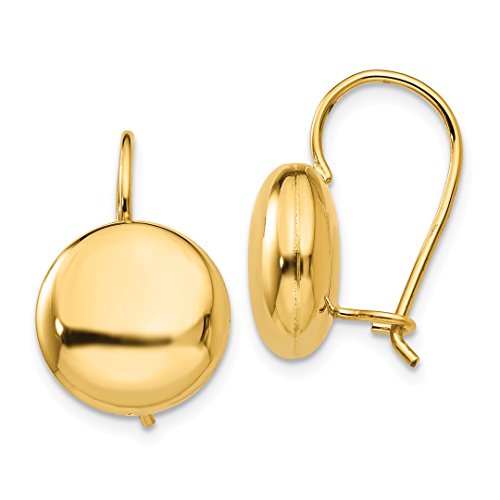 14K Yellow Gold 12mm Button Stud Earrings