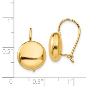 14K Yellow Gold 12mm Button Stud Earrings