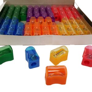 Dondor Pencil Sharpeners For Kids with Removable Neon Colored Lids (144 Pack)