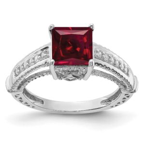 IceCarats 925 Sterling Silver Synthetic Red Ruby Cubic Zirconia CZ Ring July Birthstone Jewelry Size 7