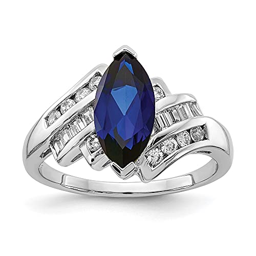 IceCarats 925 Sterling Silver Created Blue Sapphire Cubic Zirconia CZ Marquise Ring September Birthstone Jewelry Size 7