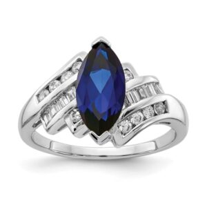 IceCarats 925 Sterling Silver Created Blue Sapphire Cubic Zirconia CZ Marquise Ring September Birthstone Jewelry Size 7