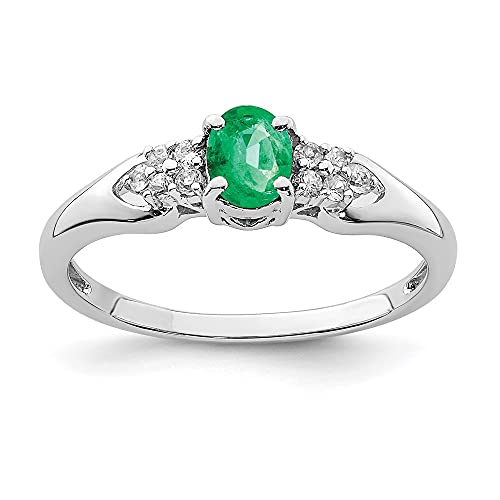 IceCarats 925 Sterling Silver Green Emerald White Sapphire Ring Gemstone Band Size 8