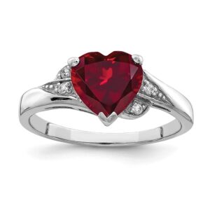 IceCarats 925 Sterling Silver Cubic Zirconia CZ Synthetic Red Ruby Heart Love Ring July Birthstone Jewelry Size 8