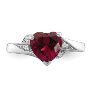 IceCarats 925 Sterling Silver Cubic Zirconia CZ Synthetic Red Ruby Heart Love Ring July Birthstone Jewelry Size 8