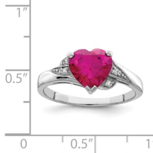 IceCarats 925 Sterling Silver Cubic Zirconia CZ Synthetic Red Ruby Heart Love Ring July Birthstone Jewelry Size 8