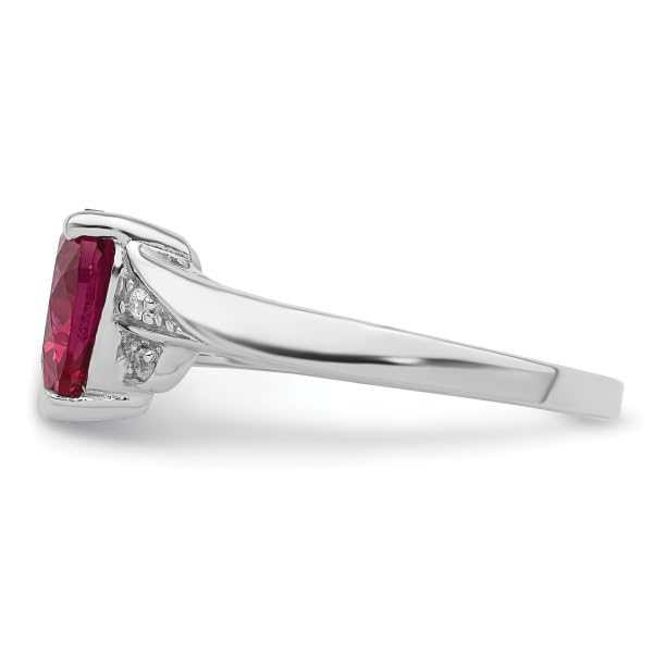 IceCarats 925 Sterling Silver Cubic Zirconia CZ Synthetic Red Ruby Heart Love Ring July Birthstone Jewelry Size 8