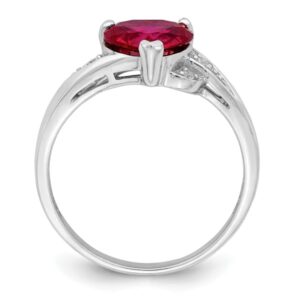 IceCarats 925 Sterling Silver Cubic Zirconia CZ Synthetic Red Ruby Heart Love Ring July Birthstone Jewelry Size 8