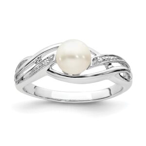 icecarats 925 sterling silver diamond freshwater cultured pearl statement ring size 7