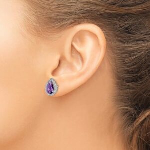 925 Sterling Silver Purple Amethyst Cubic Zirconia CZ Stud Earrings February Birthstone Jewelry