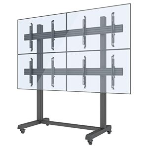 2x2 Rolling Video Wall Mount Cart Display with Micro Adjustment Arms Vesa Universal TV Television