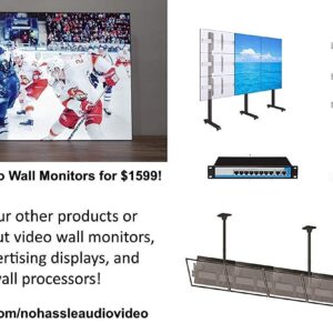 2x2 Rolling Video Wall Mount Cart Display with Micro Adjustment Arms Vesa Universal TV Television