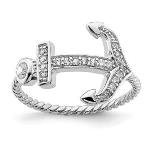 IceCarats 925 Sterling Silver Cubic Zirconia CZ Anchor Ring Size 8