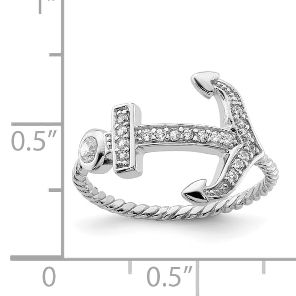 IceCarats 925 Sterling Silver Cubic Zirconia CZ Anchor Ring Size 8