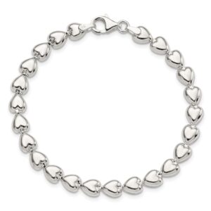 IceCarats 925 Sterling Silver Heart Love Chain Charm Bracelet