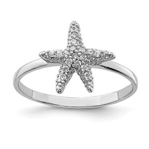 IceCarats 925 Sterling Silver Cubic Zirconia CZ Starfish Ring Size 8