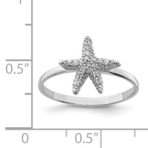 IceCarats 925 Sterling Silver Cubic Zirconia CZ Starfish Ring Size 8