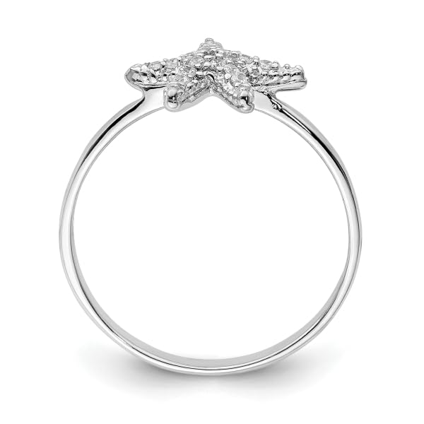 IceCarats 925 Sterling Silver Cubic Zirconia CZ Starfish Ring Size 8