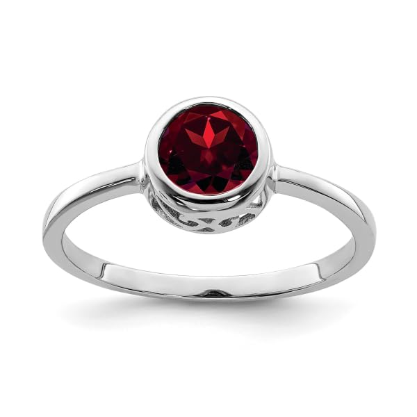 IceCarats 925 Sterling Silver Red Garnet Round Ring Gemstone Band January Birthstone Jewelry Size 7