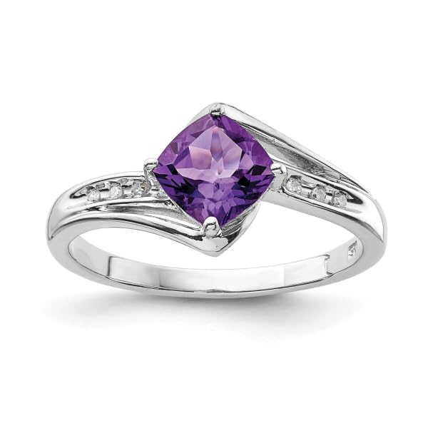 IceCarats 925 Sterling Silver Diamond Purple Amethyst Square Ring Gemstone Band Size 8