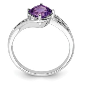 IceCarats 925 Sterling Silver Diamond Purple Amethyst Square Ring Gemstone Band Size 8