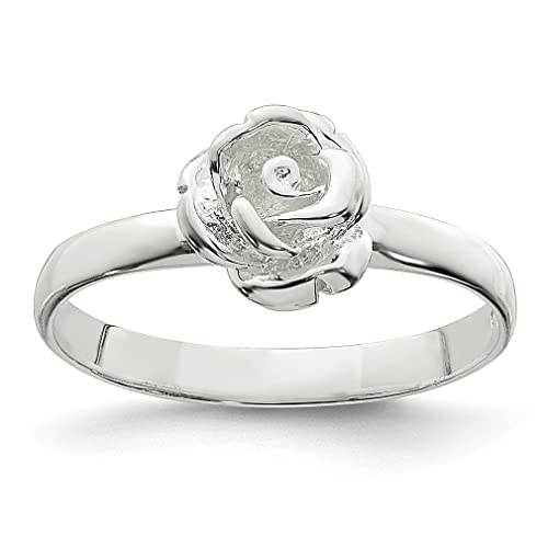 IceCarats 925 Sterling Silver 8mm Rose Flower Ring Size 7