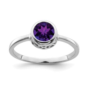 icecarats 925 sterling silver purple amethyst round ring gemstone band february birthstone jewelry size 8