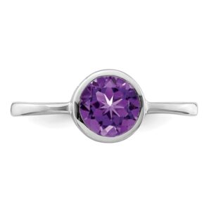 IceCarats 925 Sterling Silver Purple Amethyst Round Ring Gemstone Band February Birthstone Jewelry Size 8