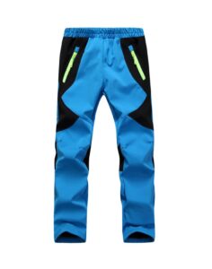 caterto youth snow pants with reinforced knees and seat,warm climbing trousers for boys and girls blue s