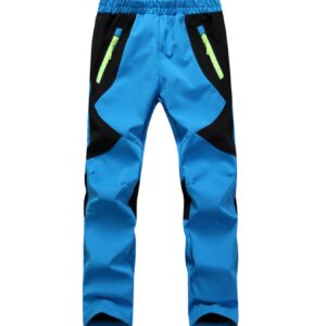 CATERTO Youth Snow Pants with Reinforced Knees and Seat,Warm Climbing Trousers For Boys and Girls Blue S