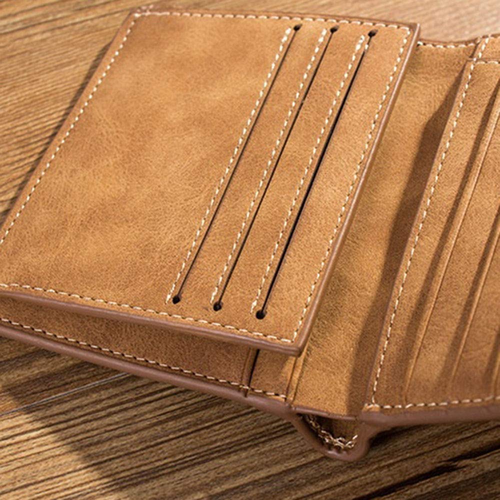 Cthery Mens Luxury Slim Leather Wallet Credit Card Holder Purse Clutch Boys Money Clip Coin Case Pockets (Coffee), 12*9.8*2cm