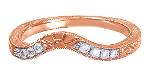 White Natural Diamond Engagement Wedding Band Ring In 14K Rose Gold (0.16 Cttw),Ring Size-10.5