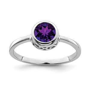 icecarats 925 sterling silver purple amethyst round ring february birthstone jewelry size 7