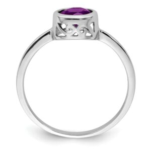 IceCarats 925 Sterling Silver Purple Amethyst Round Ring February Birthstone Jewelry Size 7