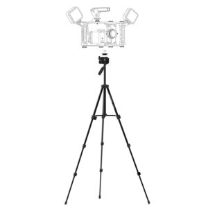 super lightweight video tripod dreamgrip 136ex-41 universal set with original track connector for mounting rigs, compatible for any smartphone (iphone, samsung, pixel), and any action camera or dslr