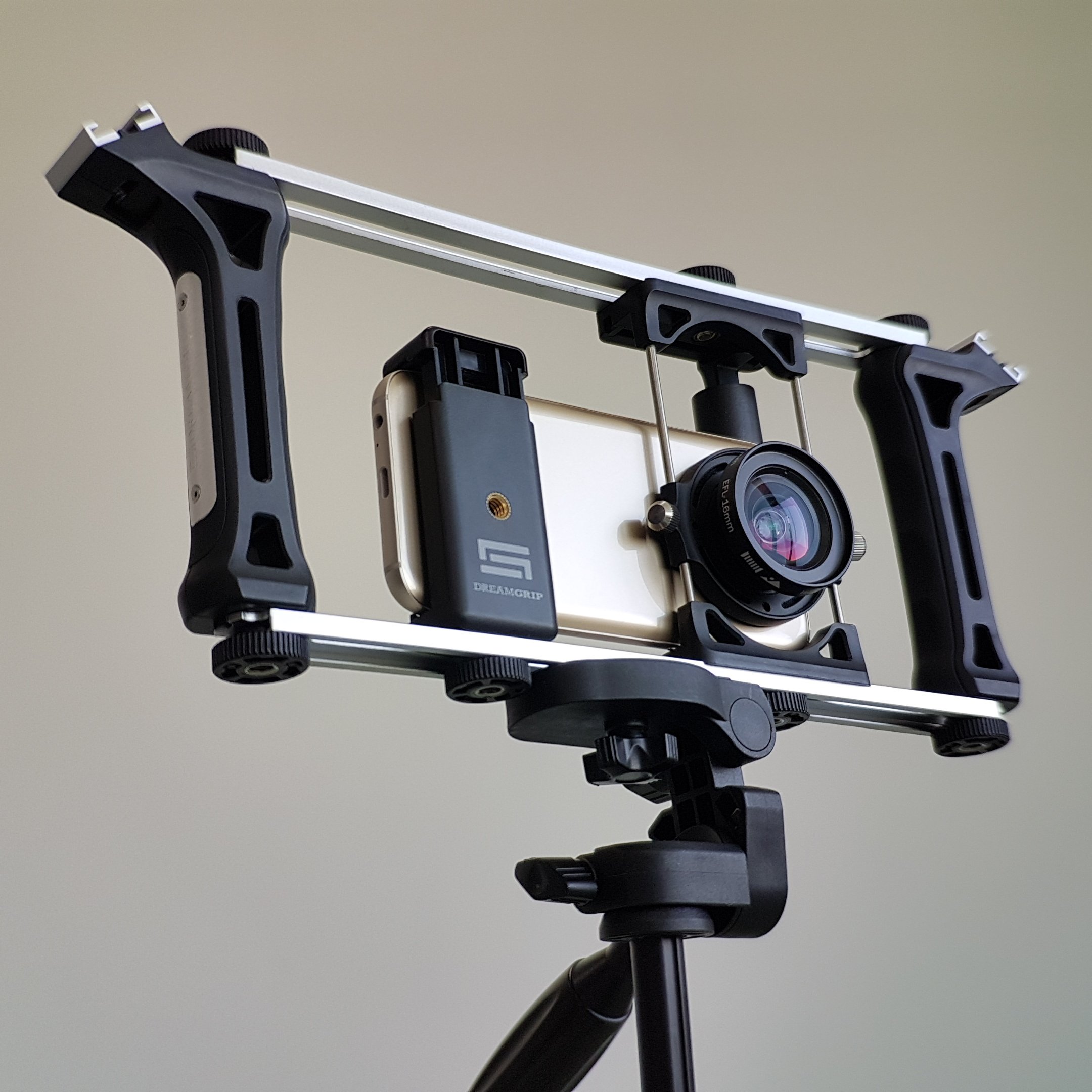 Super Lightweight Video Tripod DREAMGRIP 136EX-41 Universal Set with Original Track Connector for Mounting Rigs, Compatible for Any Smartphone (iPhone, Samsung, Pixel), and Any Action Camera or DSLR