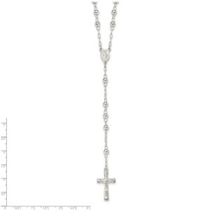 925 Sterling Silver Rosary Necklace 26 inch Chain