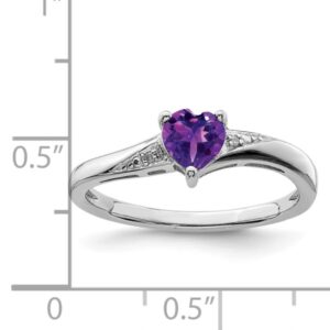 IceCarats 925 Sterling Silver Purple Amethyst Diamond Heart Ring Gemstone Love Band Size 7.00