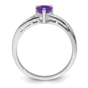 IceCarats 925 Sterling Silver Purple Amethyst Diamond Heart Ring Gemstone Love Band Size 7.00