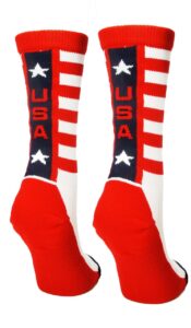 madsportsstuff usa pride athletic crew socks (white/red/navy, large)