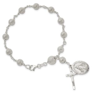 IceCarats 925 Sterling Silver Rosary Chain Charm Bracelet 7.75 inch