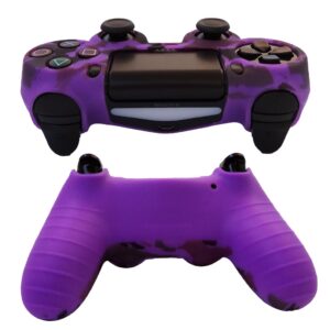 Hikfly Silicone Gel Controller Cover Skin Protector Compatible for PS4/PS4 Slim/PS4 Pro Controller (1 x Controller Cover with 8 x FPS Pro Thumb Grip Caps)(Purple)