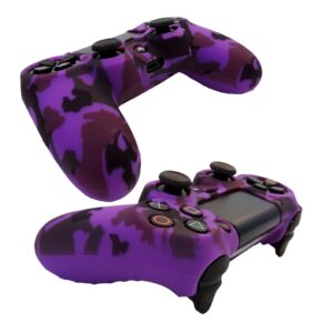 Hikfly Silicone Gel Controller Cover Skin Protector Compatible for PS4/PS4 Slim/PS4 Pro Controller (1 x Controller Cover with 8 x FPS Pro Thumb Grip Caps)(Purple)