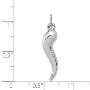 IceCarats 14K White Gold Cornicello Italian Horn Necklace Lucky Protection Amulet Pendant Chilli Pepper Charm 28mm x 6.23mm Only