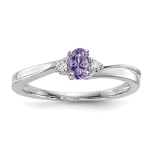 IceCarats 925 Sterling Silver Created Alexandrite Diamond Ring June Birthstone Jewelry Size 8