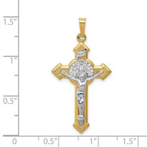 IceCarats 14K Yellow Gold Saint Benedict Medal Inri Lord Jesus Christ Crucifix Holy Cross Necklace Religious Pendant Charm Only