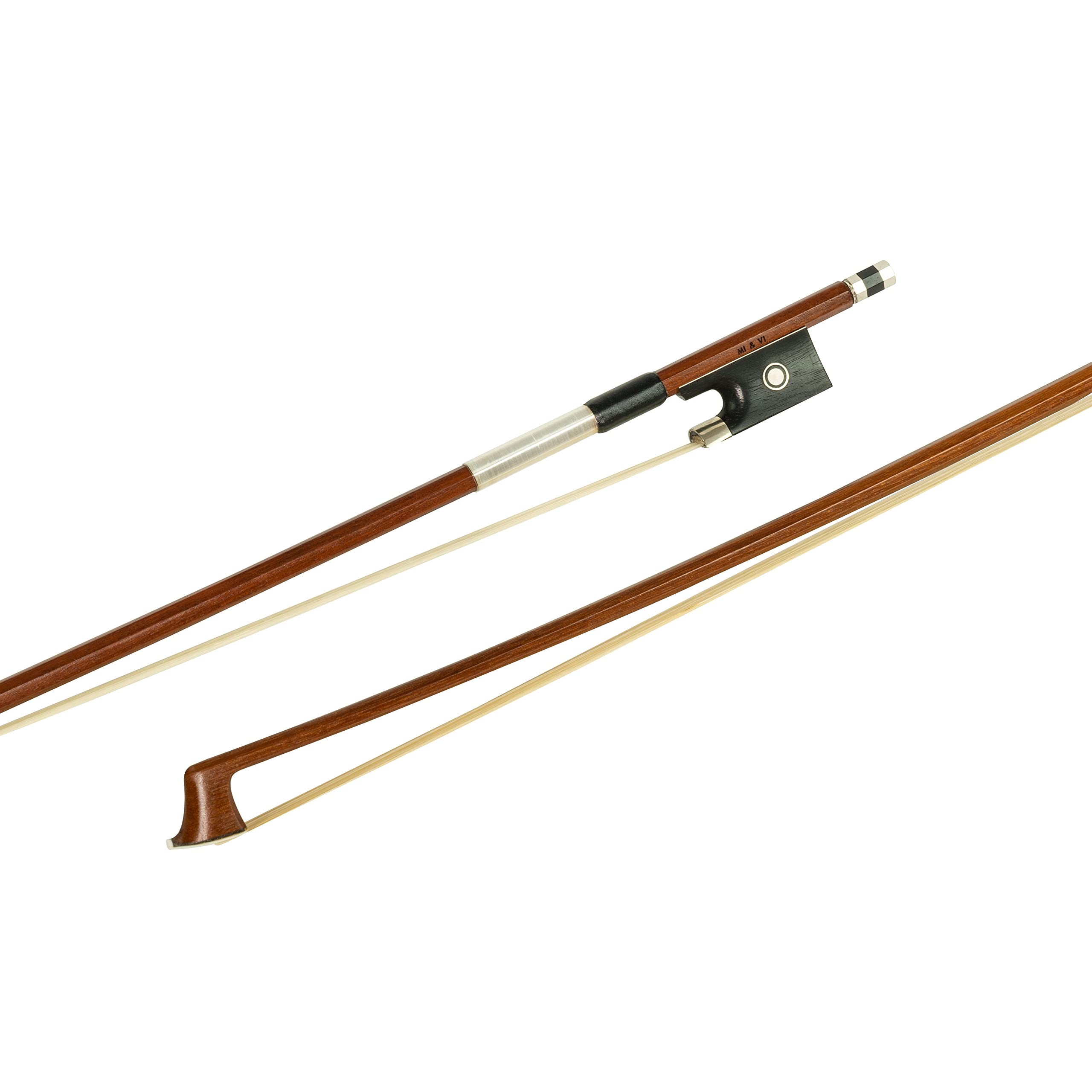 MI&VI NB-510 Brazilwood Violin Bow (3/4 Size) with Ebony Frog | Octagonal Silver Mount | Well Balanced | Light Weight | Real Mongolian Horse Hair - MIVI Music