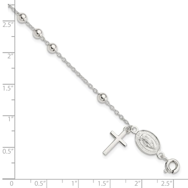 IceCarats 925 Sterling Silver Beaded Ball Rosary 7.5 inch Chain Charm Bracelet