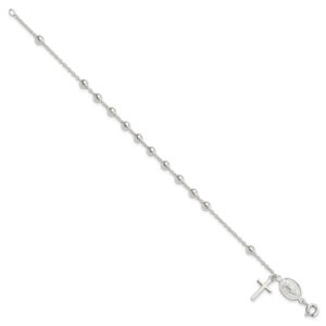 IceCarats 925 Sterling Silver Beaded Ball Rosary 7.5 inch Chain Charm Bracelet